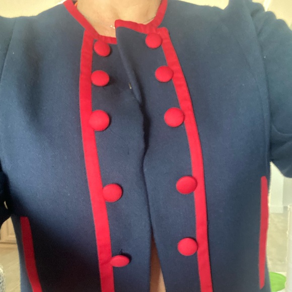 H&M Blazer Army style Navy/Red Cropped ! - Picture 3 of 6